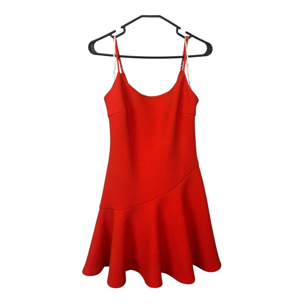 Lulus Our Last Dance Coral Red Ruffled Mini Dress Orange Asymmetrical Small